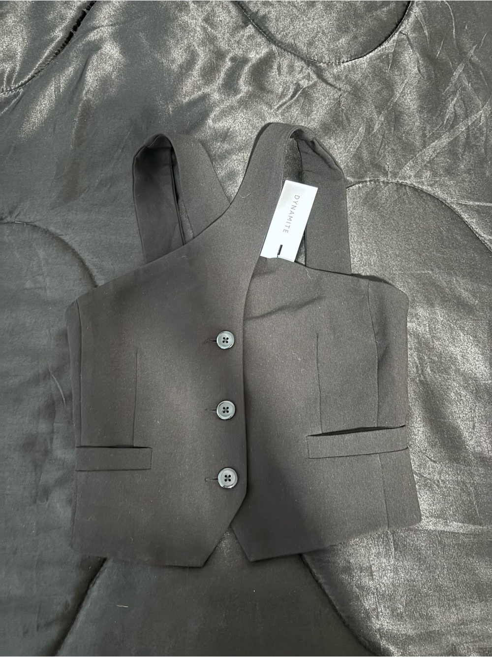 Dynamite Black Cross-Strap Button Top - Picture 4 of 6